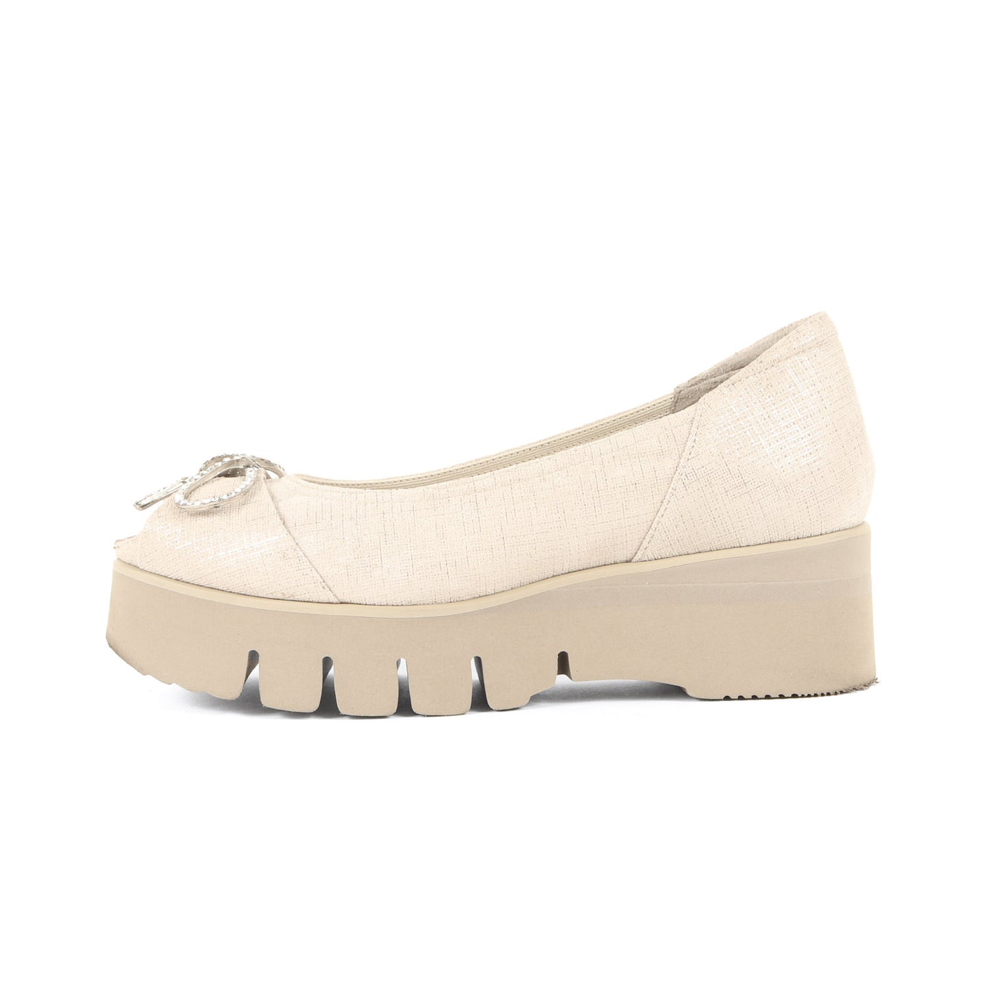 24春夏 プラットフォーム オープントゥ パンプス / 靴 ビジュー リボン 厚底