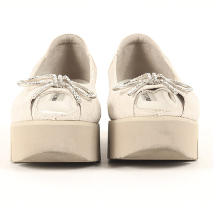 24春夏 プラットフォーム オープントゥ パンプス / 靴 ビジュー リボン 厚底