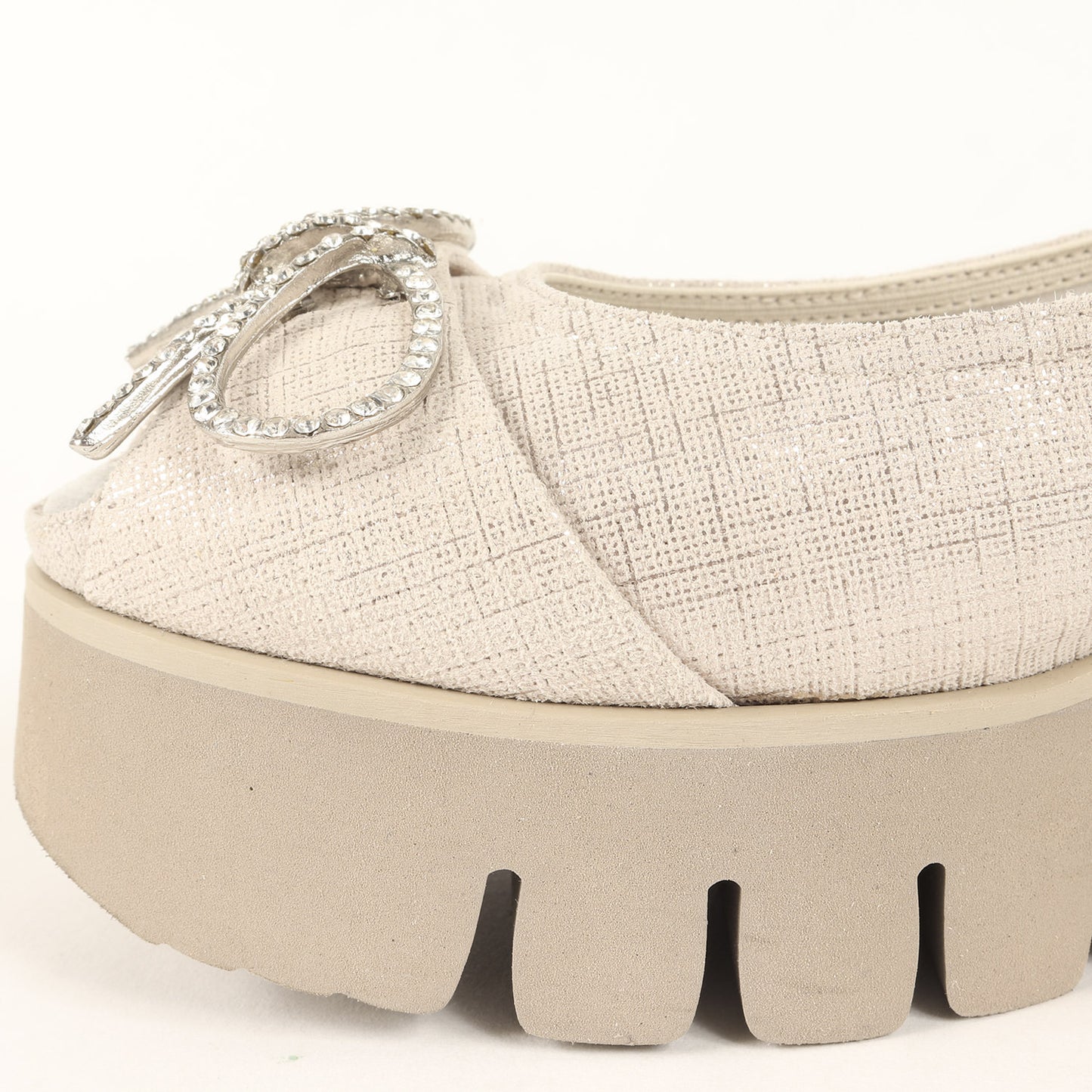 24春夏 プラットフォーム オープントゥ パンプス / 靴 ビジュー リボン 厚底