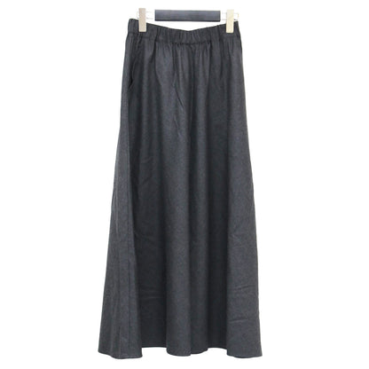 24秋冬 フラノ ストレッチ ギャザー マキシ スカート / フレア ウエストゴム ウール