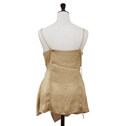 24秋冬 ドレープ サテン キャミソール トップス / DRAPE SATIN CAMISOLE TOPS ブラウス スリット アシンメトリー