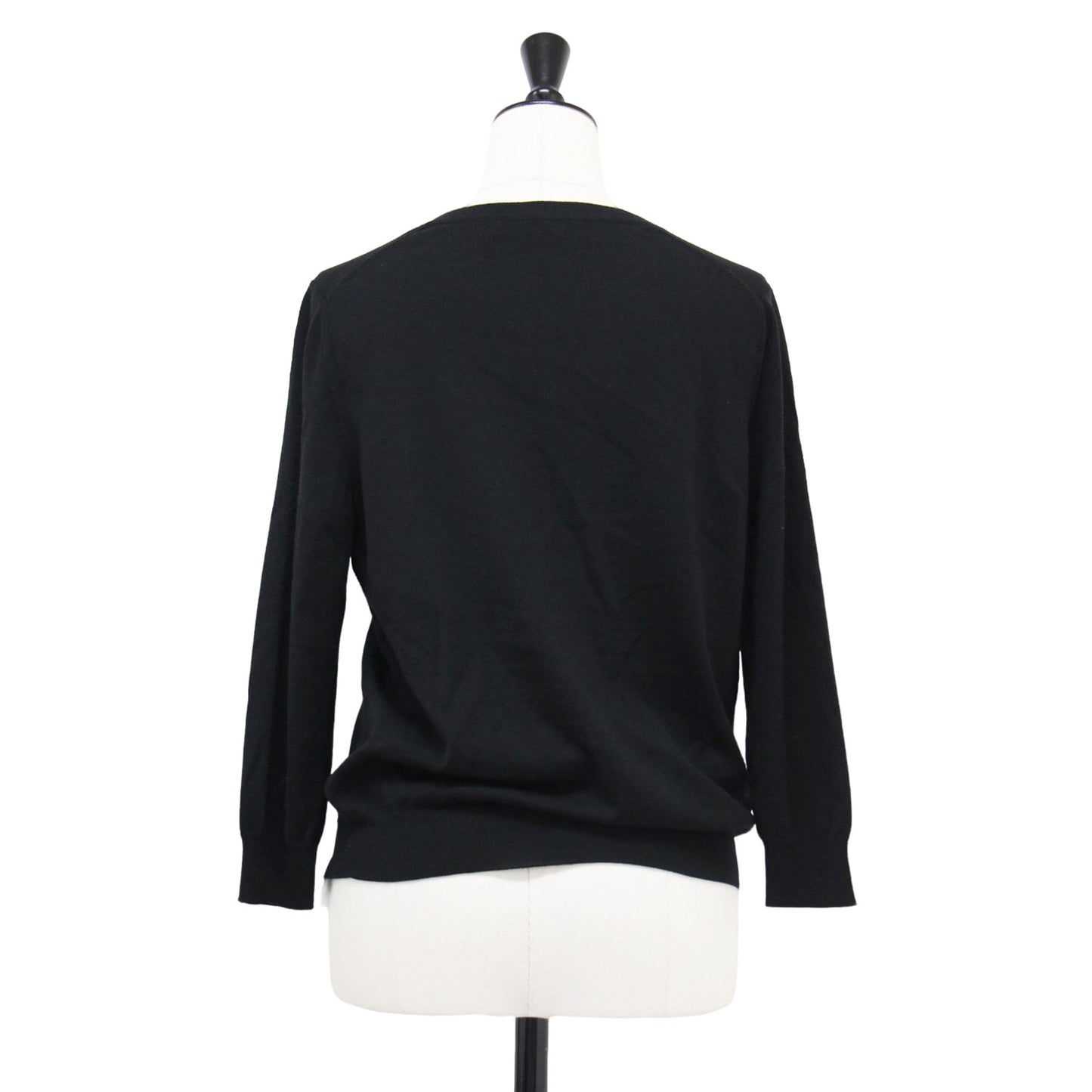 ウール キーネック 七分袖 ニット / プルオーバー Vネック ハイゲージ