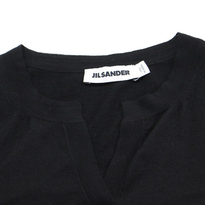 ウール キーネック 七分袖 ニット / プルオーバー Vネック ハイゲージ