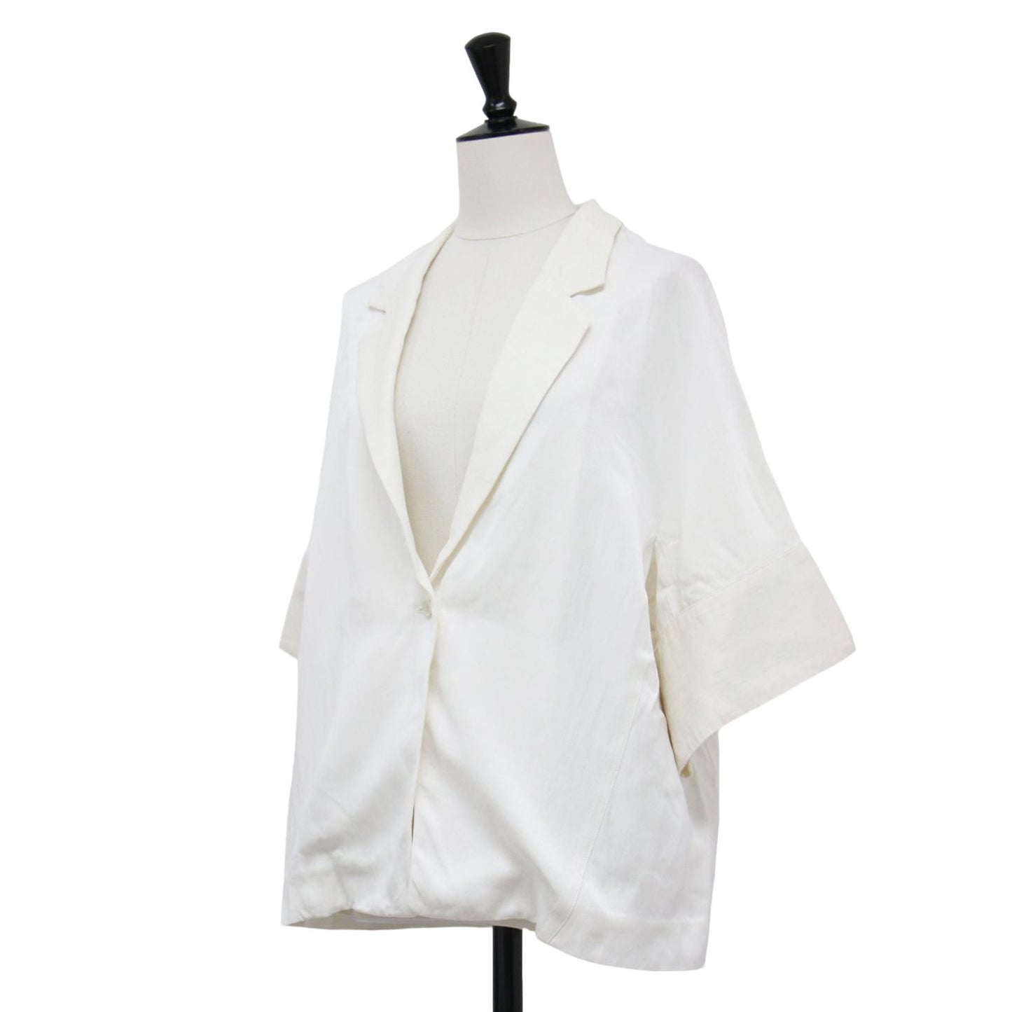 25春夏 ソフトサテン ハーフスリーブ ジャケット / テーラードジャケット ショート丈 半袖 コットン リネン