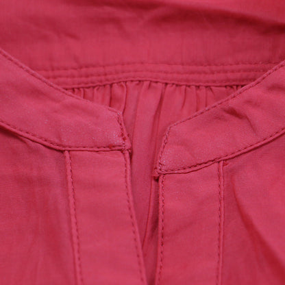 24春夏 Vネック ギャザー 長袖 ブラウス / 全方位映えブラウス シャツ チュニック コットン