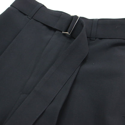 22春夏 ベルト付 タック テーパードパンツ / スラックス センタープレス ハイウエスト