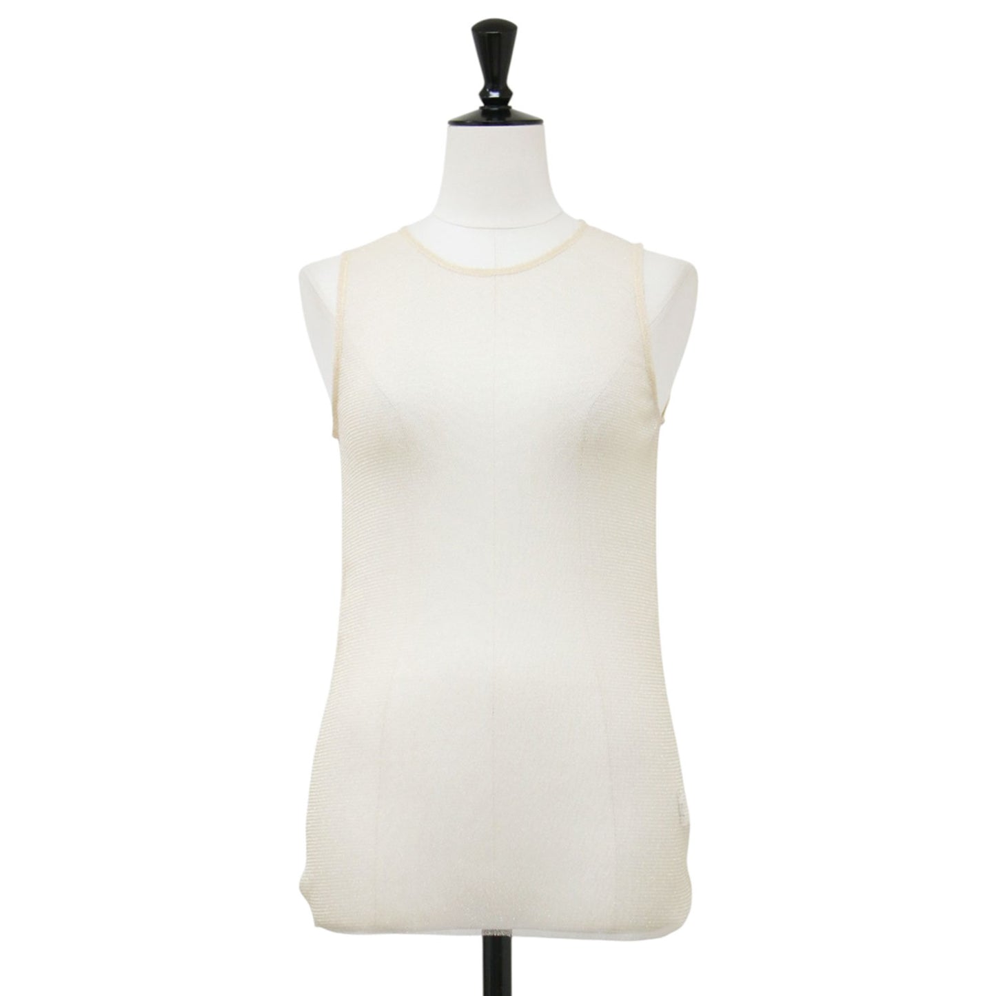 24春夏 スパークリングチュール タンクトップ / SPARKLING TULLE SKINTOP カットソー ノースリーブ クルーネック ラメ糸 シアー ドット柄