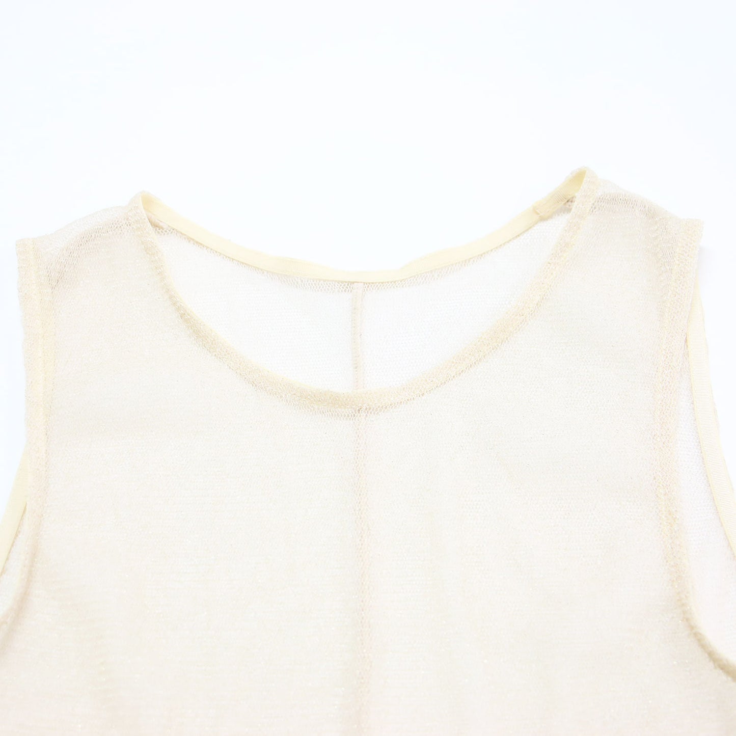 24春夏 スパークリングチュール タンクトップ / SPARKLING TULLE SKINTOP カットソー ノースリーブ クルーネック ラメ糸 シアー ドット柄