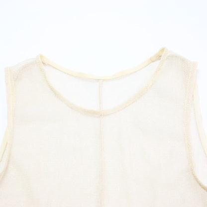 24春夏 スパークリングチュール タンクトップ / SPARKLING TULLE SKINTOP カットソー ノースリーブ クルーネック ラメ糸 シアー ドット柄