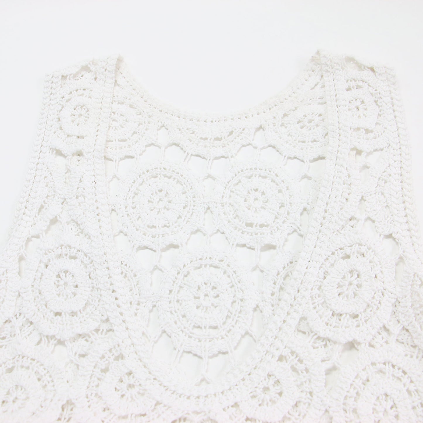 コード エンブロイダリー ワンピース / ミディ丈 ノースリーブ レース 刺繍 コットン