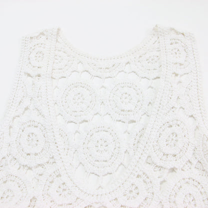 コード エンブロイダリー ワンピース / ミディ丈 ノースリーブ レース 刺繍 コットン