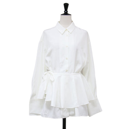 25春夏 ＆NAVY ペプラム ブラウス / シャツ 長袖 レギュラーカラー タック ケープ