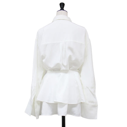 25春夏 ＆NAVY ペプラム ブラウス / シャツ 長袖 レギュラーカラー タック ケープ