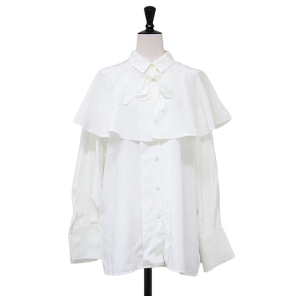 25春夏 ＆NAVY ペプラム ブラウス / シャツ 長袖 レギュラーカラー タック ケープ