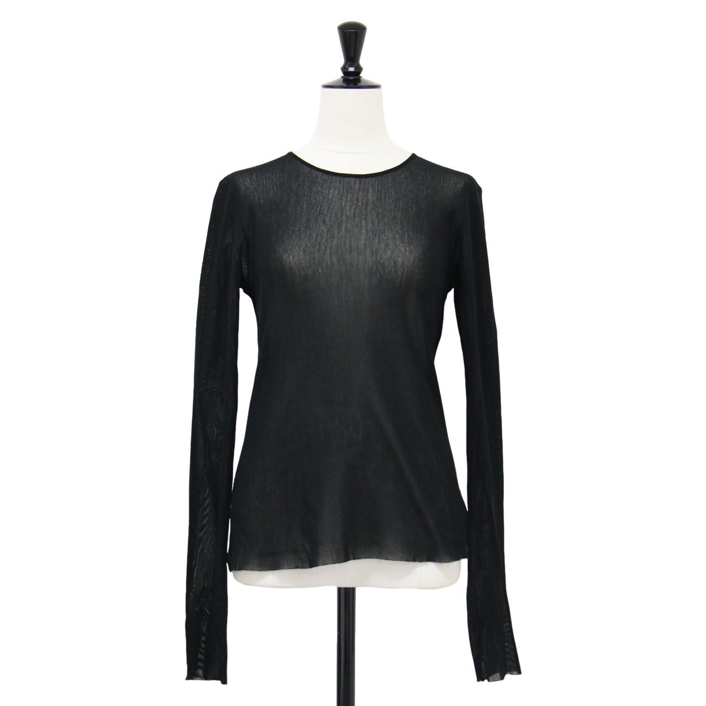 22秋冬 メッシュ シアー 長袖 カットソー / Mesh Sheer ロンT Tシャツ クルーネック コットン