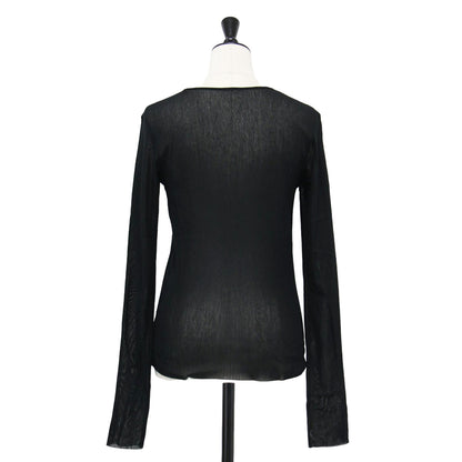 22秋冬 メッシュ シアー 長袖 カットソー / Mesh Sheer ロンT Tシャツ クルーネック コットン