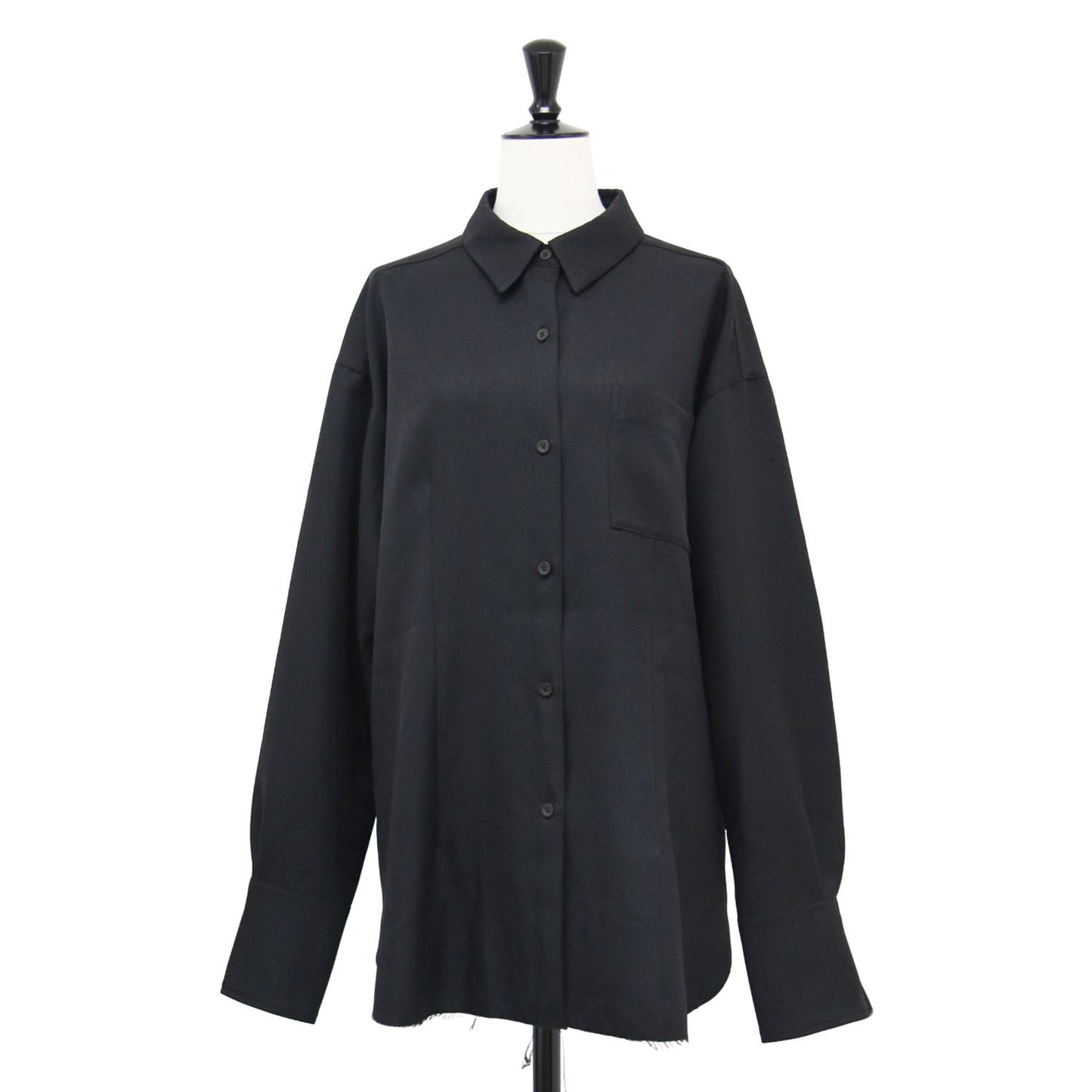 オーバー パウダーツイル シャツ / over powder twill shirt 長袖 レギュラーカラー カットオフ