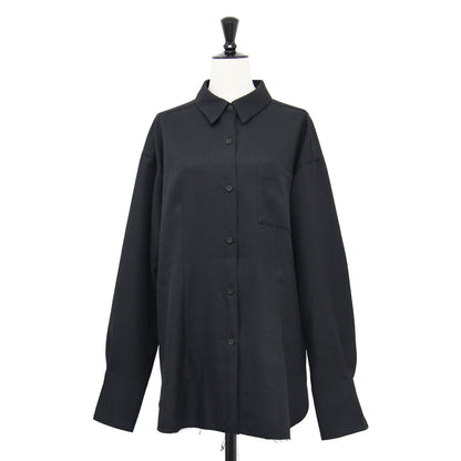 オーバー パウダーツイル シャツ / over powder twill shirt 長袖 レギュラーカラー カットオフ