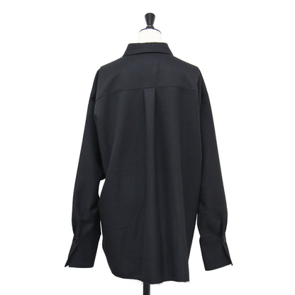 オーバー パウダーツイル シャツ / over powder twill shirt 長袖 レギュラーカラー カットオフ
