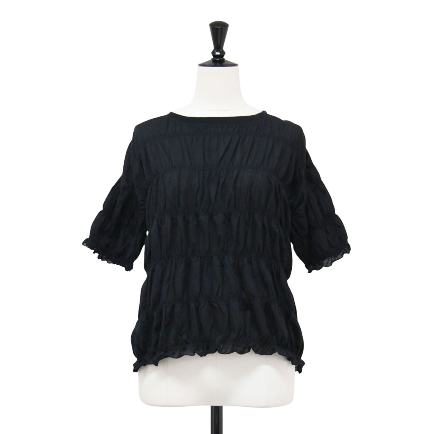 25春夏 ツイスト ジャージー シャーリング Tシャツ / Twist jersey shirring Tshirt カットソー 半袖 クルーネック コットン
