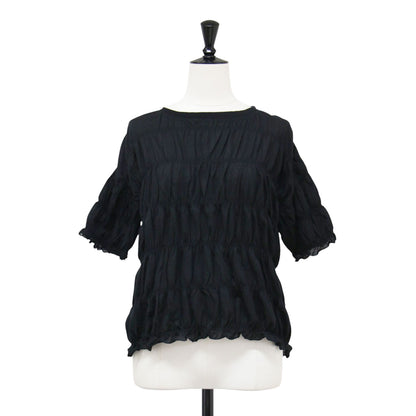 25春夏 ツイスト ジャージー シャーリング Tシャツ / Twist jersey shirring Tshirt カットソー 半袖 クルーネック コットン