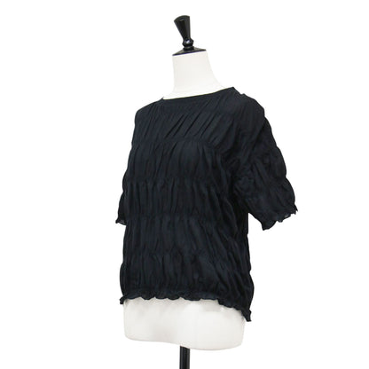 25春夏 ツイスト ジャージー シャーリング Tシャツ / Twist jersey shirring Tshirt カットソー 半袖 クルーネック コットン