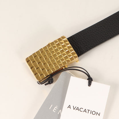 25春夏 メタル バックル レザー ベルト / CHECK GI30 GOLD ガチャベルト 本革