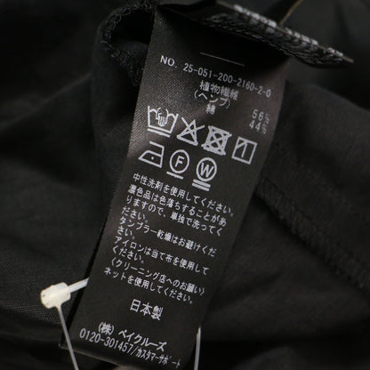 25春夏 SO ギャザー フレンチ ブラウス / シャツ プルオーバー 五分袖 クルーネック ヘンプ コットン