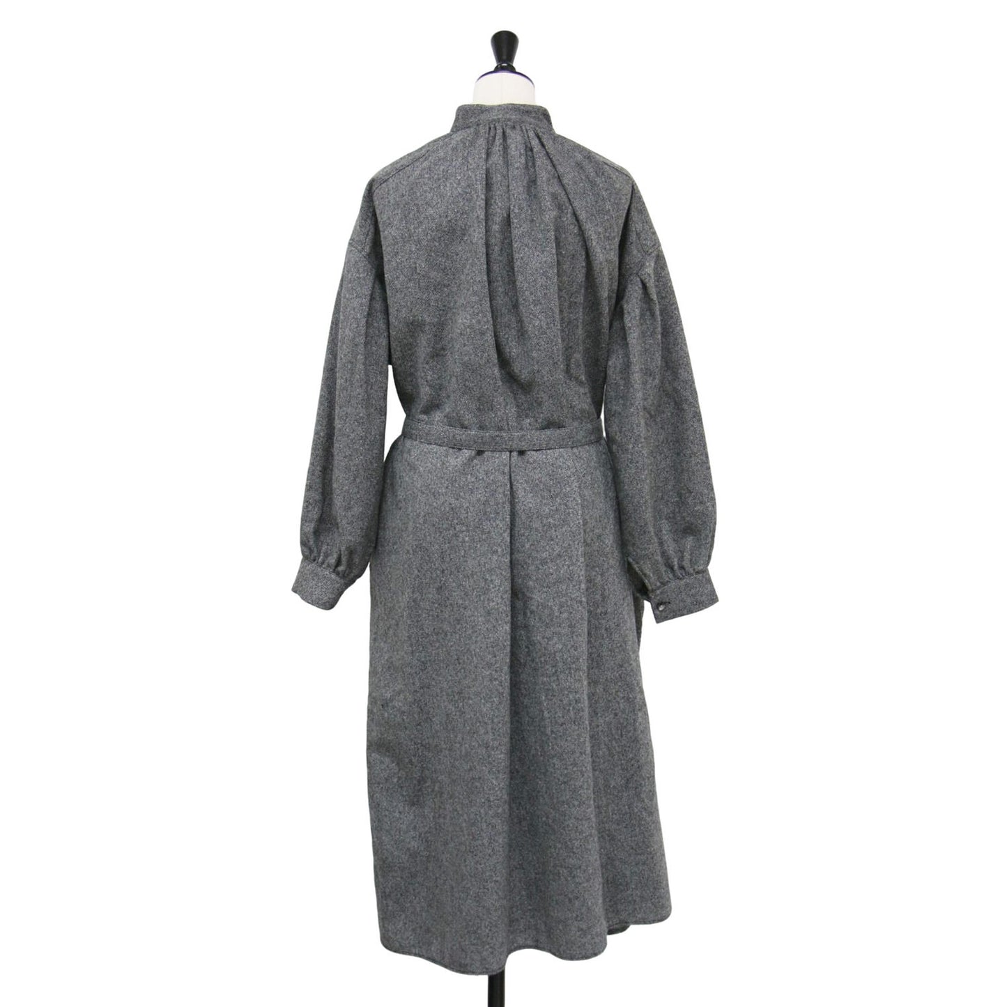 22秋冬 タスカン ツイード ワンピース / TUSCAN DRESS TWEED シャツワンピース ロング 長袖 スタンドカラー ウール シェルボタン