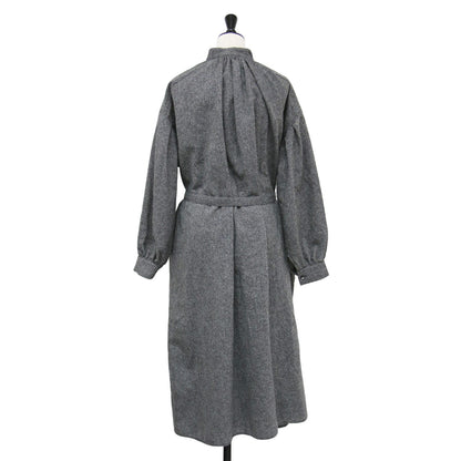 22秋冬 タスカン ツイード ワンピース / TUSCAN DRESS TWEED シャツワンピース ロング 長袖 スタンドカラー ウール シェルボタン