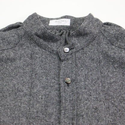 22秋冬 タスカン ツイード ワンピース / TUSCAN DRESS TWEED シャツワンピース ロング 長袖 スタンドカラー ウール シェルボタン