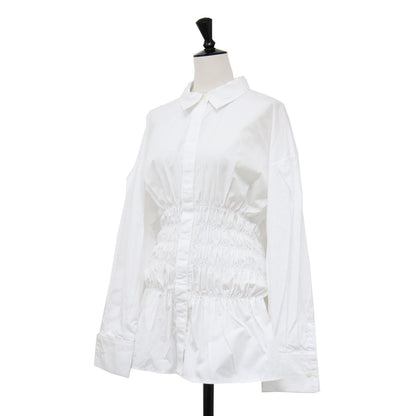 23秋冬 シャーリング 長袖 シャツ / ブラウス コットン