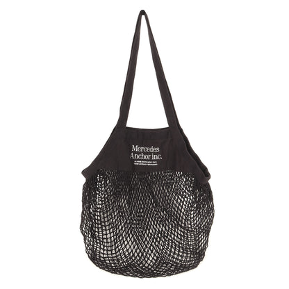 ロゴ 刺繍 メッシュ トート バッグ / ショルダーバッグ 肩掛け コットン