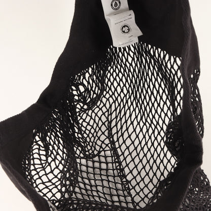 ロゴ 刺繍 メッシュ トート バッグ / ショルダーバッグ 肩掛け コットン