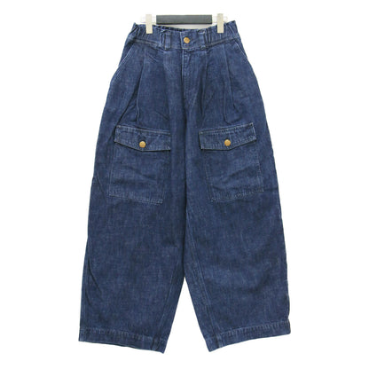 アメリカン デニム ワークパンツ / ワイド ハイウエスト タック コットン