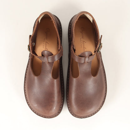 オイルレザー ストラップ シューズ / GUNA 靴 メリージェーン フラット オブリーク