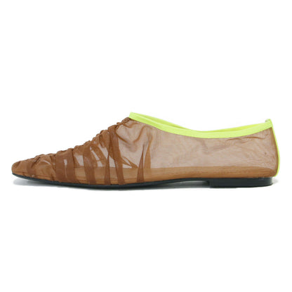 25春夏 シアー ギャザー フラット シューズ / Sheer Gather Flatshoes 靴 パンプス スクエアトゥ チュール