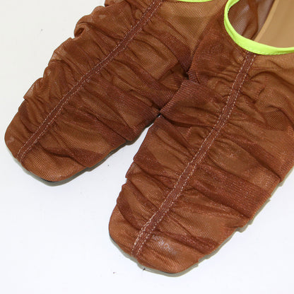 25春夏 シアー ギャザー フラット シューズ / Sheer Gather Flatshoes 靴 パンプス スクエアトゥ チュール
