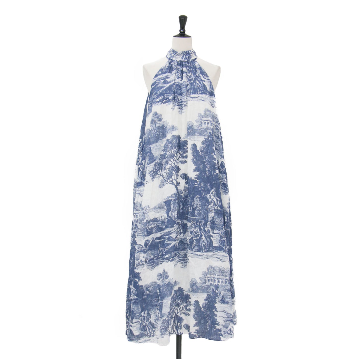 23春夏 プリント ホルターネック マキシ ドレス / PRINTED HALTERNECK MAXI DRESS ワンピース ロング ギャザー 総柄 リネン