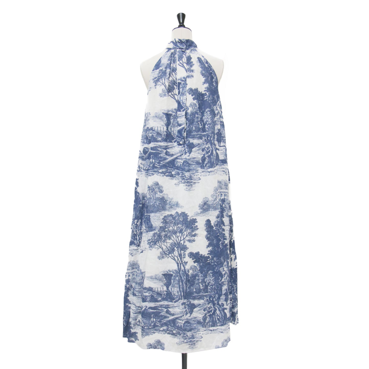 23春夏 プリント ホルターネック マキシ ドレス / PRINTED HALTERNECK MAXI DRESS ワンピース ロング ギャザー 総柄 リネン