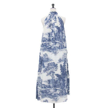 23春夏 プリント ホルターネック マキシ ドレス / PRINTED HALTERNECK MAXI DRESS ワンピース ロング ギャザー 総柄 リネン