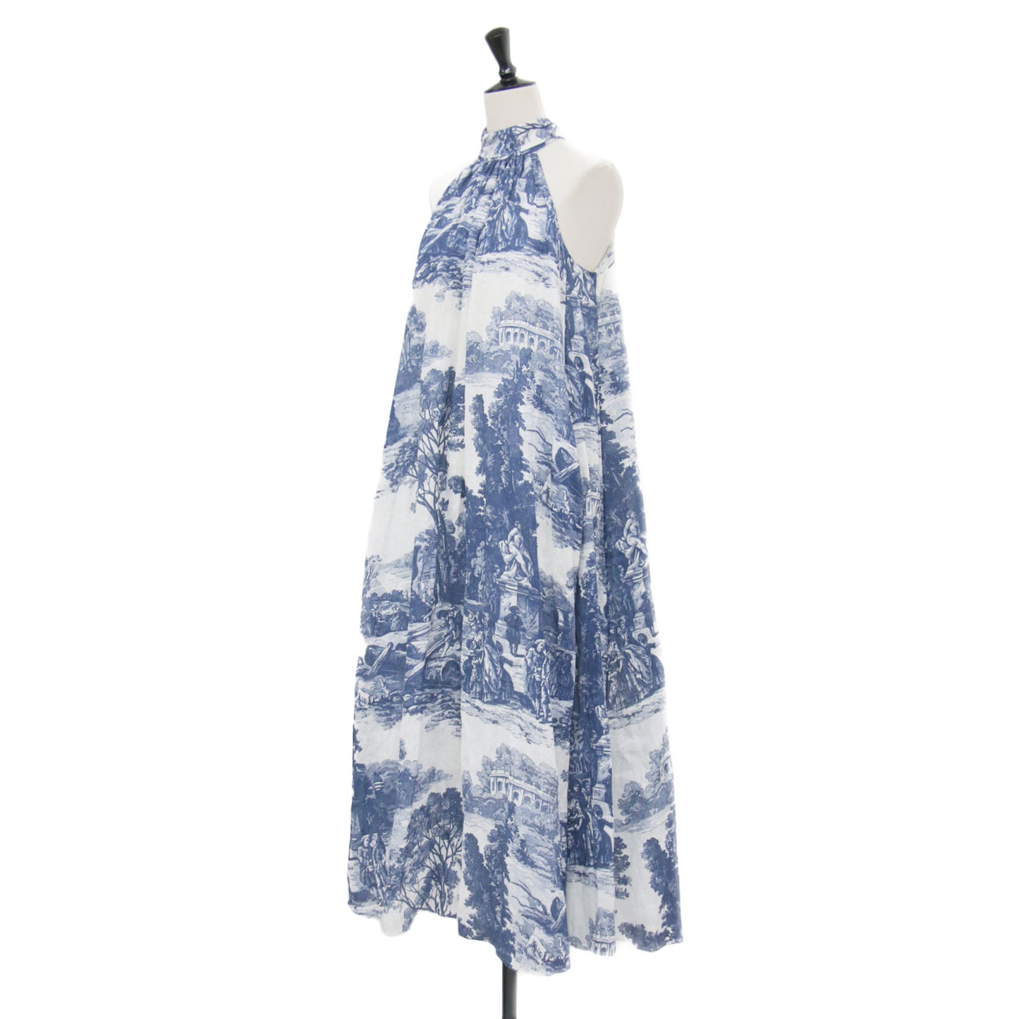23春夏 プリント ホルターネック マキシ ドレス / PRINTED HALTERNECK MAXI DRESS ワンピース ロング ギャザー 総柄 リネン