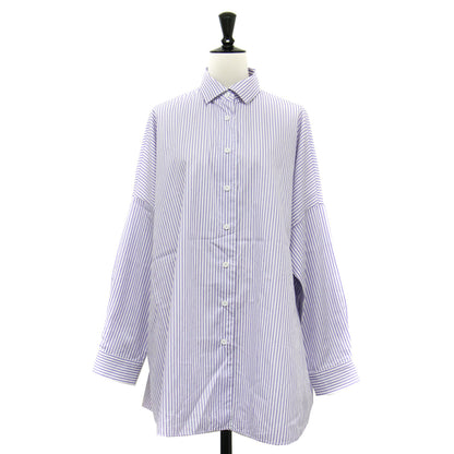 Primary Navy Label ALBINI パープル ストライプ ビッグ シャツ	/ ブラウス 長袖 レギュラーカラー コットン