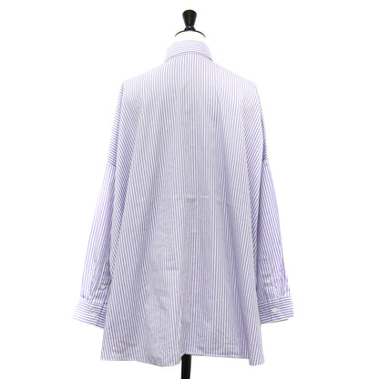 Primary Navy Label ALBINI パープル ストライプ ビッグ シャツ	/ ブラウス 長袖 レギュラーカラー コットン