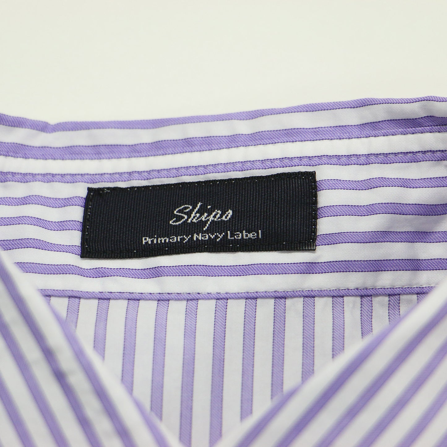 Primary Navy Label ALBINI パープル ストライプ ビッグ シャツ	/ ブラウス 長袖 レギュラーカラー コットン