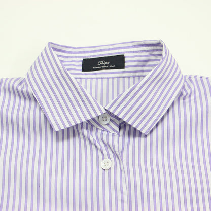 Primary Navy Label ALBINI パープル ストライプ ビッグ シャツ	/ ブラウス 長袖 レギュラーカラー コットン
