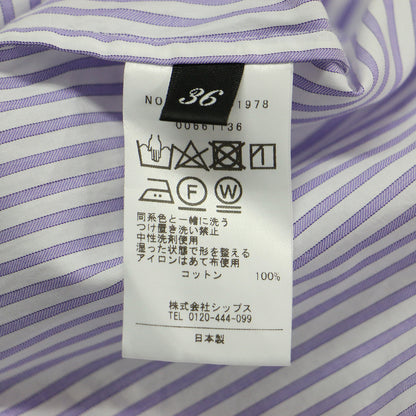 Primary Navy Label ALBINI パープル ストライプ ビッグ シャツ	/ ブラウス 長袖 レギュラーカラー コットン