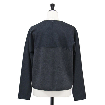 24秋冬 ウールミルド ジャージー ビスチェライク コンビ カットソー / プルオーバー 長袖 クルーネック