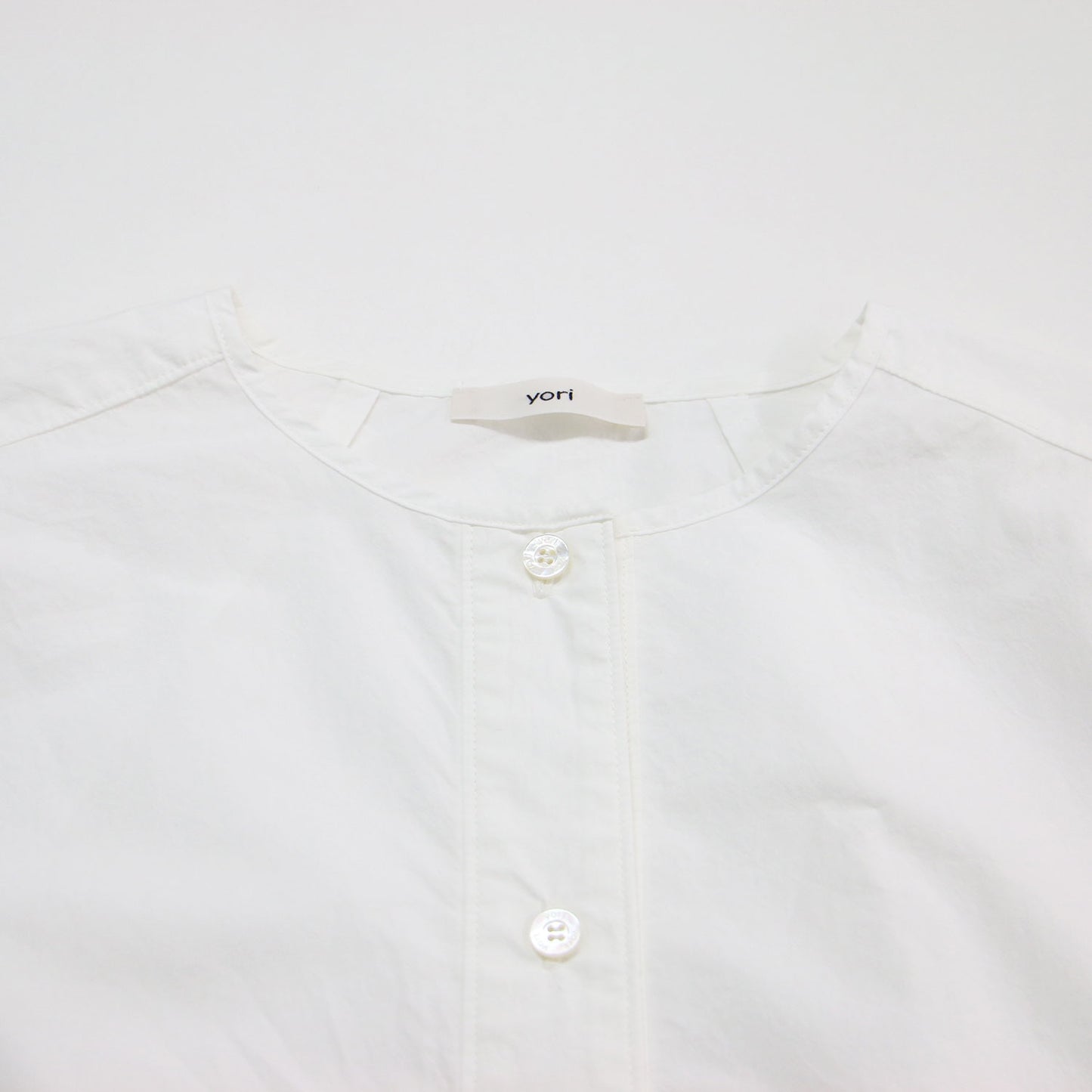 コットン ノーカラー 半袖 ロング シャツ / チュニック丈 クルーネック ドルマンスリーブ