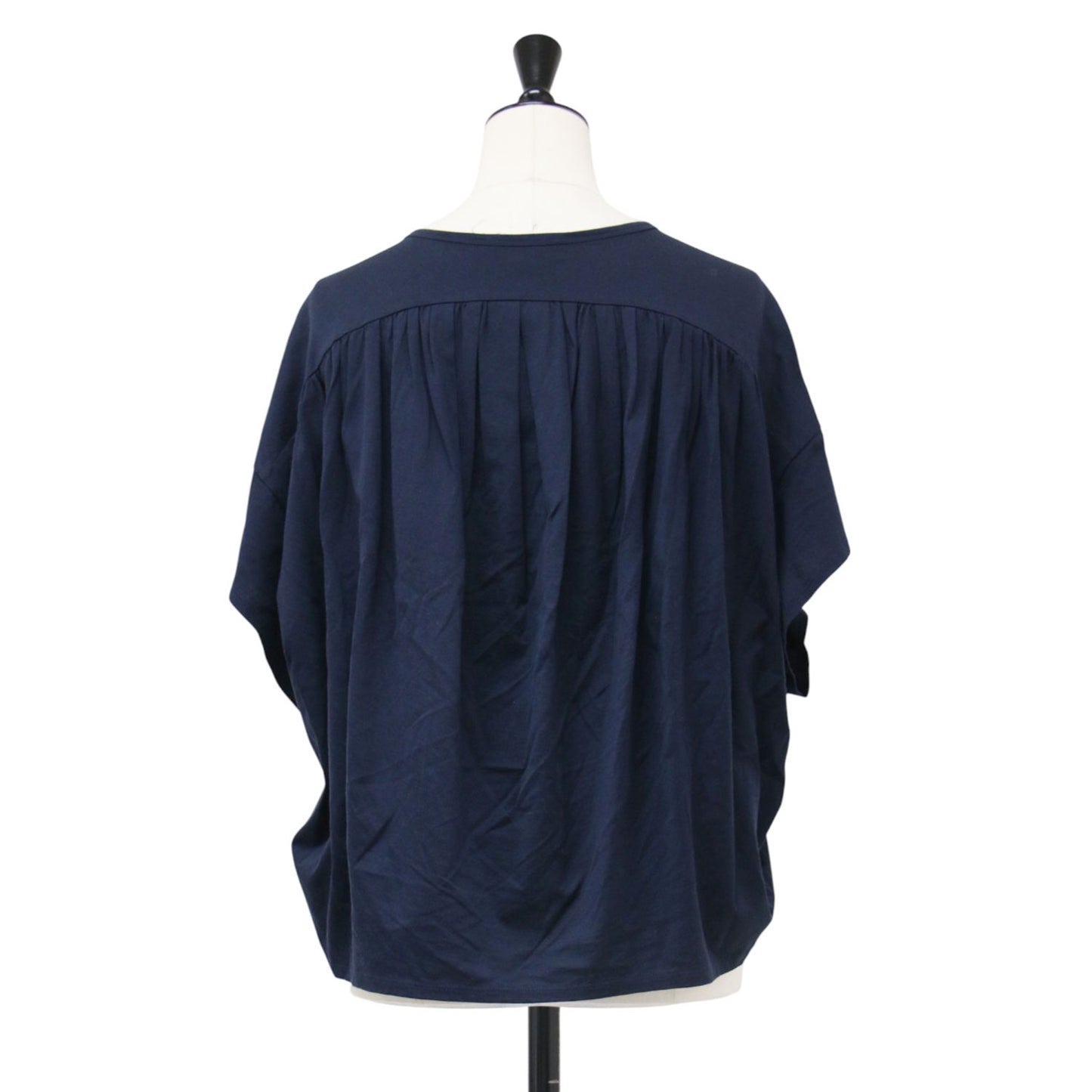 テンジク バックギャザー カットソー / Tシャツ プルオーバー ショート丈 半袖 クルーネック コットン